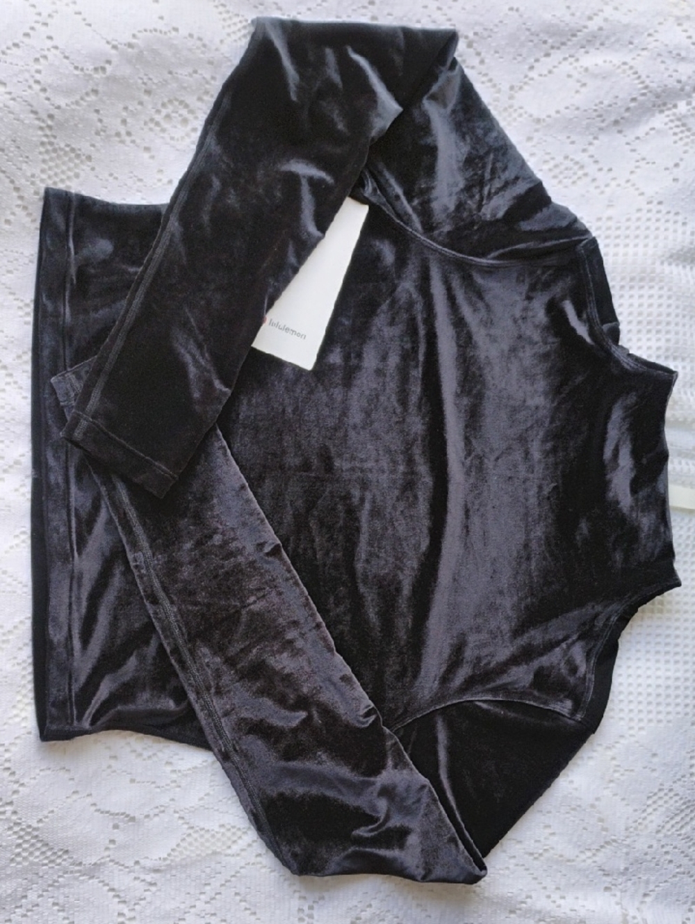 Lululemon All Aligned Mock Neck Black Velour Long Sleeve Top